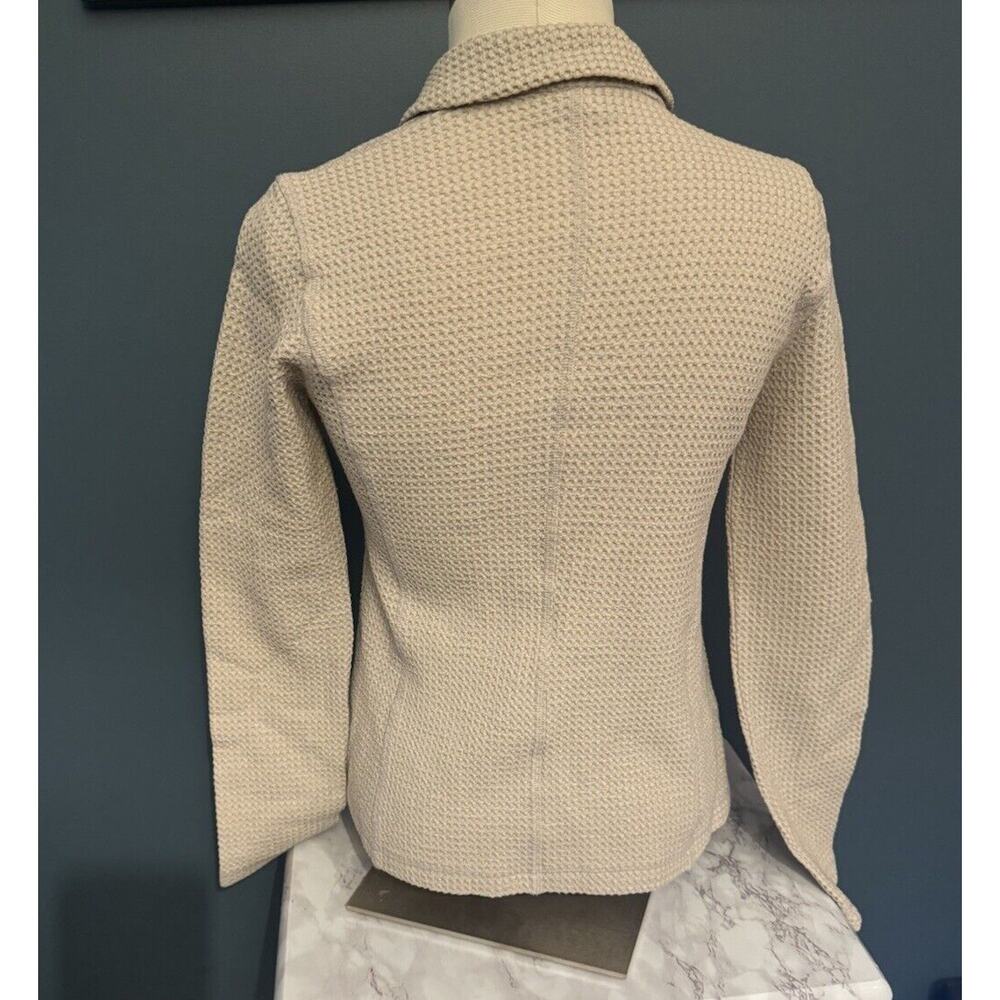 Eileen Fisher XS Beige Cream Italian Cotton Waffle Organic Coastal Shirt USA - Picture 5 of 15